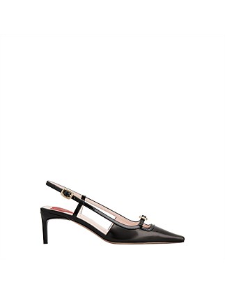 VIV' CANARD SLINGBACK PUMPS IN LEATHER