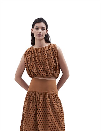 SLEEVELESS CUTWORK TOP