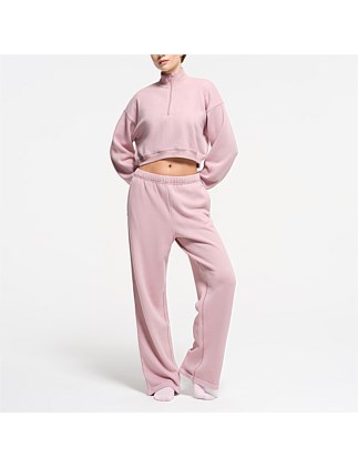 COTTON FLEECE CROPPED HALF ZIP