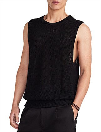 MESH KNIT CREW NECK TANK