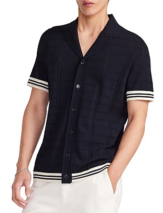 PATTERNED MESH TECH KNIT SHIRT