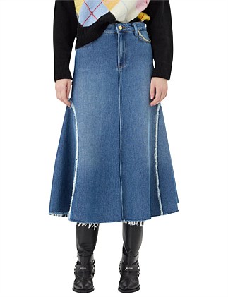 Heavy Denim Midi Skirt