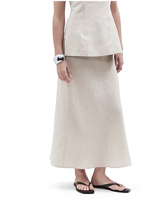 LINEN BIAS CUT MAXI SKIRT