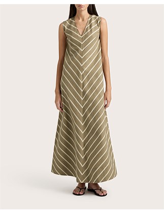 MARTERET STRIPE MIDI DRESS