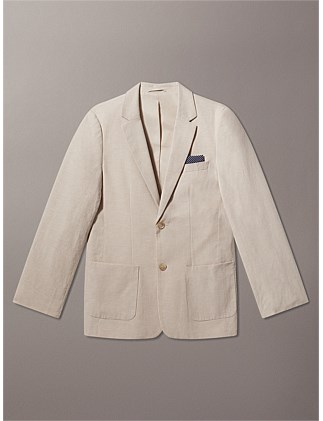 JNR SLIM SUIT JACKET MIRACLE LINEN BROWN