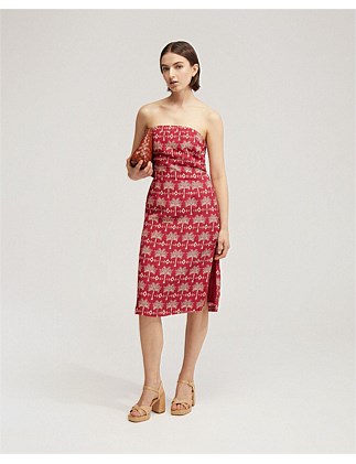 SCALA STRAPLESS PRINTED DRESS