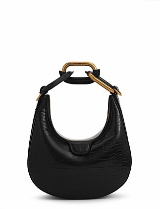 MINI KORA CROC-EFFECT CHAIN-LINK MOON BAG