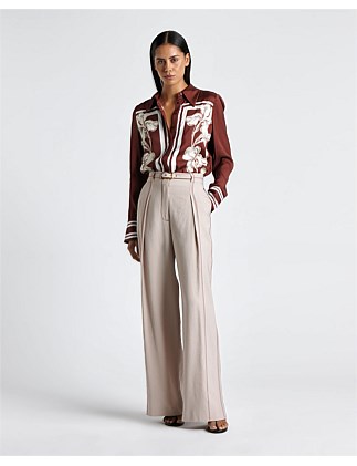 TOP STITCHED PLEAT FRONT PANT