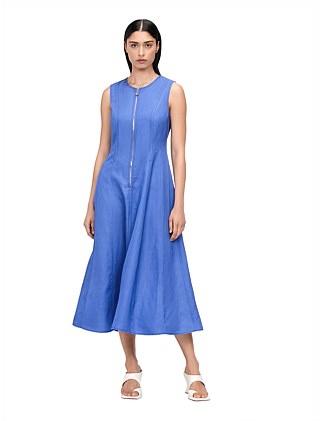 VISCOSE LINEN MIDI DRESS