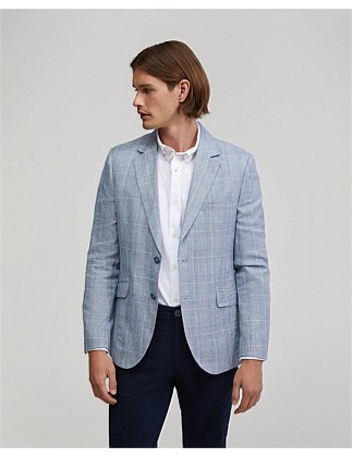 BLAKE LINEN BLEND CHECK BLAZER