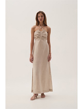 Akoya Ruched Midi Dress