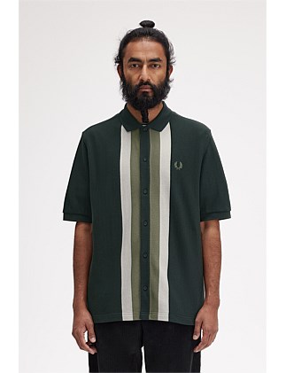 PANELLED BUTTON THROUGH POLO SHIRT