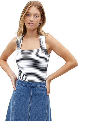 STRIPE TRAPEZE NECK TANK