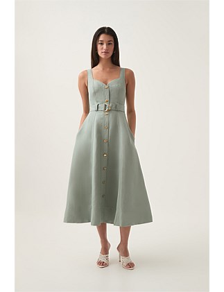 Clay Belted Midi Dress