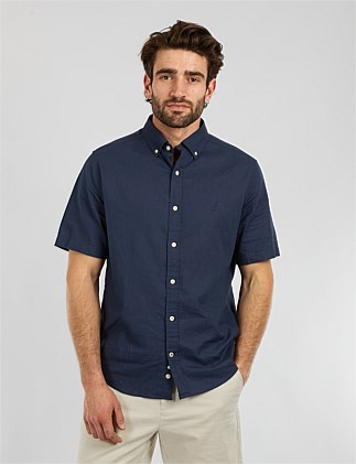 LINEN BLEND SHORT SLEEVE SHIRT