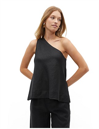 LINEN ONE SHOULDER TOP