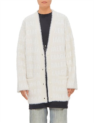 V-NECK BUTTONED FURRY CARDIGAN