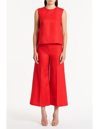 SCARLATTO LINEN CROPPED PALAZZO PANT