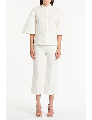 IVORY LINEN BOX SLEEVE SHIRT