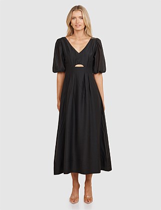 CLIO PUFF SLEEVE MIDI DRESS