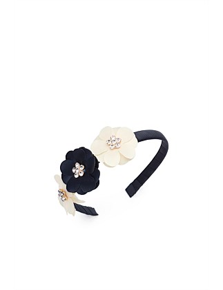 FABRIC FLOWER JEWEL HEADBAND