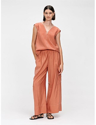 WASHED TENCEL WIDE LEG PANT