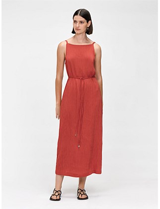 MICRO PLEATS COLUMN DRESS