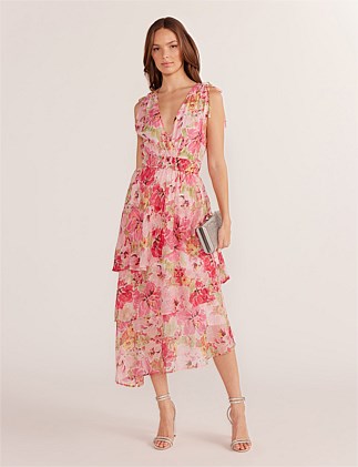 SIMONE TIERED MIDI DRESS