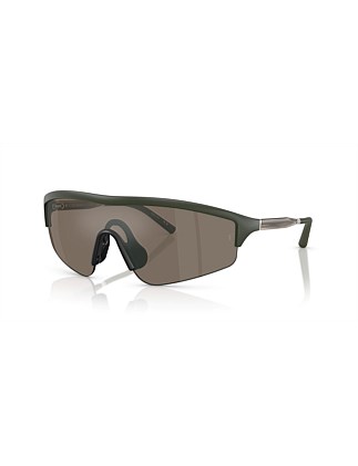 R-7 Irregular SEMI-MATTE GREEN SMOKE LASH MIRROR Sunglasses