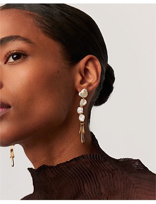 KESHI PEARL SCULPTURAL DROP EARRINGS