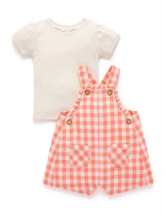 GINGHAM OVERALL SET