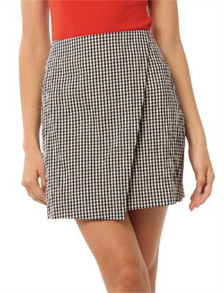 NOLANI GINGHAM WRAP MINI SKIRT