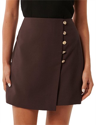 JORDYN BUTTON DETAIL WRAP SKIRT