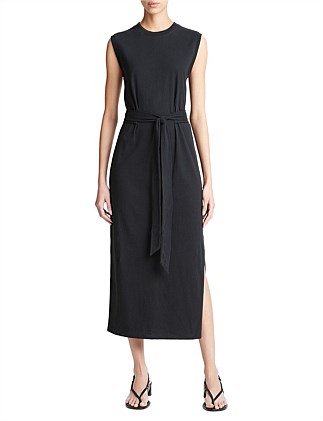 COTTON SLEEVELESS WRAP DRESS