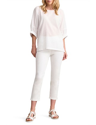 TEXTURED COTTON BLOUSE - WHITE