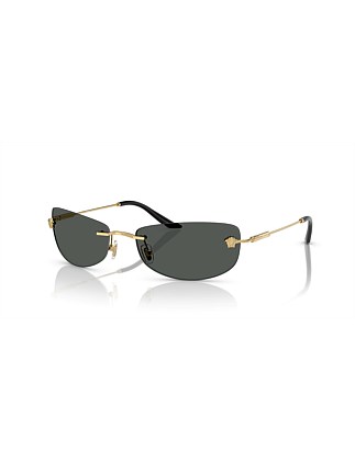 Rectangle GOLD DARK GREY Sunglasses