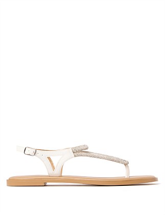 TALLULAH TWISTED DIAMANTE FLAT SANDALS