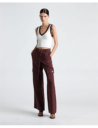 MODAL BELTED EYELET DETAIL PANT