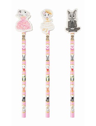 Claris Pencil Set with Eraser Toppers Set of 3