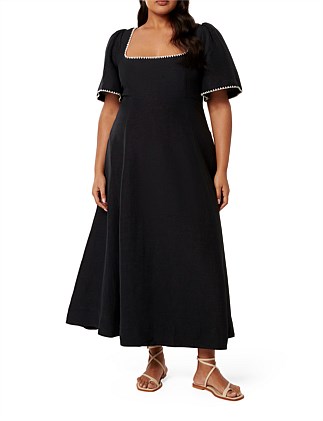 CICI CURVE CONTRAST WHIP STITCH MIDI DRESS