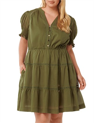 SUNNA CURVE COTTON TIERED MINI DRESS