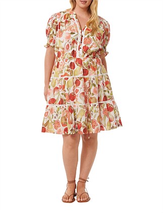 SUNNA CURVE COTTON TIERED MINI DRESS