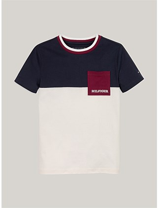 COLORBLOCK EMBROIDERED TEE