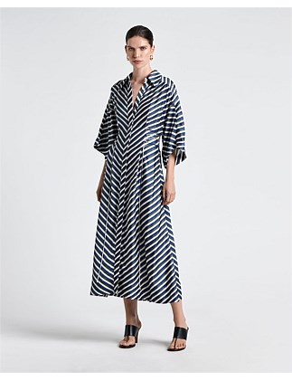 MULTISTRIPE SATIN SHIRT DRESS