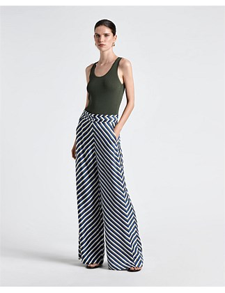 MULTISTRIPE SATIN WIDE LEG PANT