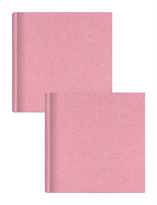 Plush Linen Photo Album Pink - 200 photos - 2 Pack Bundle