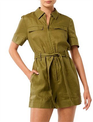 REMY ZIP UTILITY LINEN PLAYSUIT