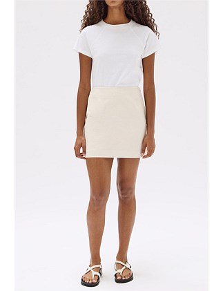 Simone Cotton Linen Blend Mini Skirt Oat Marle