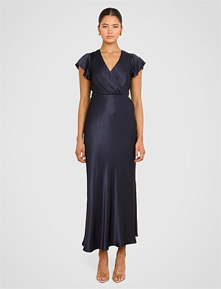 TAHLIA WRAP FRONT SATIN GOWN