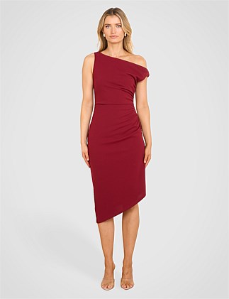 KIYA ASYMMETRIC MIDI DRESS